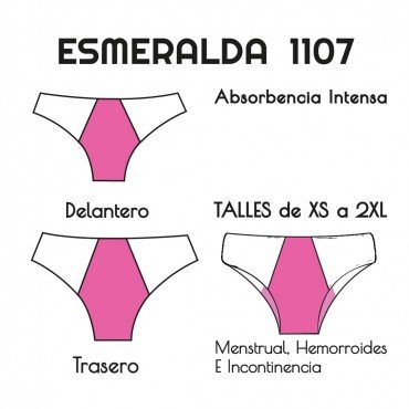 Esmeralda Bombacha vedetina de punta a punta absorbente (menstrual e incontinencia)