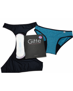 GECA Bombacha DUAL : menstrual absorbente + Sujeta Toallita con impermeable
